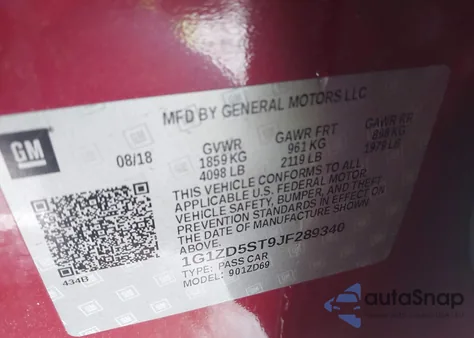 2018 Chevrolet Malibu Lt z USA, uszkodzony, nr VIN 1G1ZD5ST9JF289340